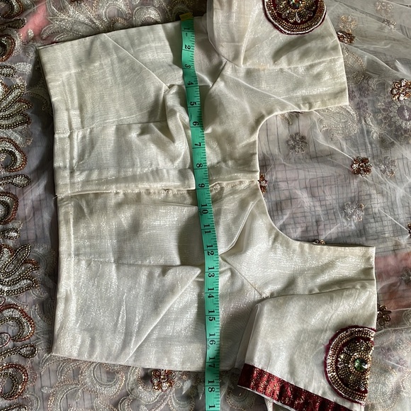 Indian Wedding Party net Heavy glitter & resham Embroidery Saree for Woman! - Picture 13 of 14